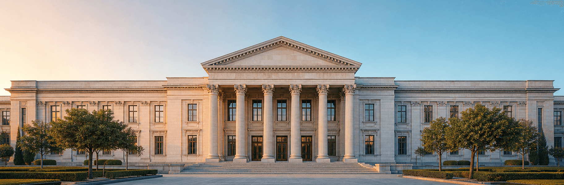 Institutional building representing a connected commercial payment operation